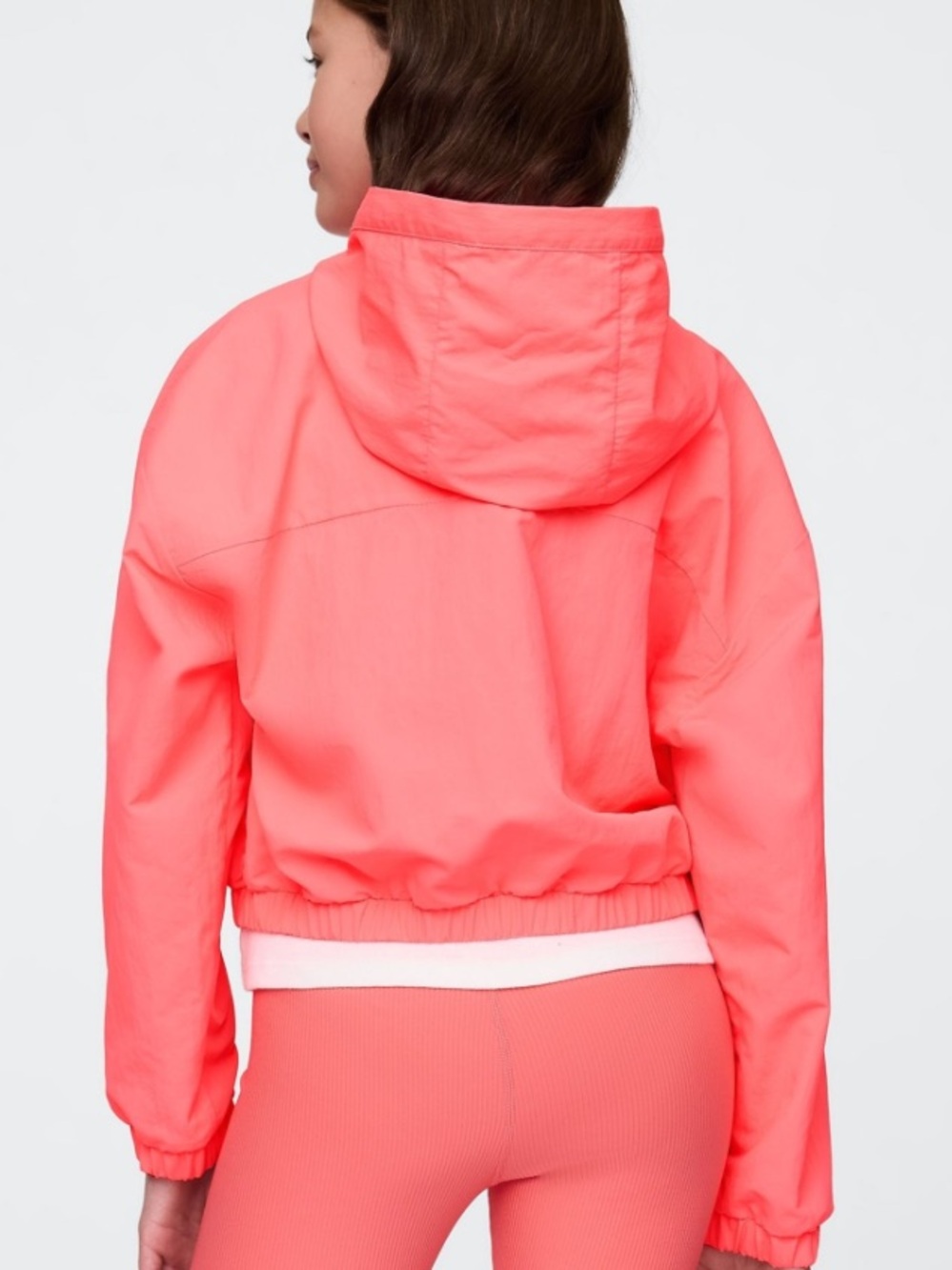 GAP Neon Pink and Orange Hooded Colorblock Windbreaker